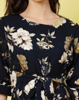 Black  Beige Floral Printed Top With Trouser