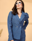 Pure Cotton Notched Lapel Blazer With Trousers Co-Ords