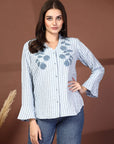Women Opaque Striped Casual Buttoned Top