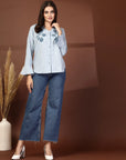 Women Opaque Striped Casual Buttoned Top