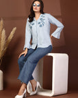 Women Opaque Striped Casual Buttoned Top