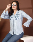 Women Opaque Striped Casual Buttoned Top