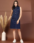 Women Cotton A-Line Sleeveless Casual Dress