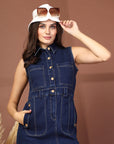 Women Cotton A-Line Sleeveless Casual Dress