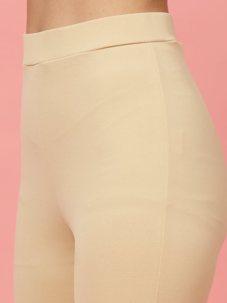 Women Beige Bootcut Regular Fit High-Rise Trouser