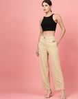 Women Beige Regular Fit Mid-Rise Parallel Trousers