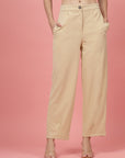 Women Beige Regular Fit Mid-Rise Parallel Trousers