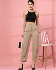 Women Nude Regular Fit Mid-Rise Parallel Trousers