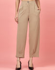 Women Nude Regular Fit Mid-Rise Parallel Trousers