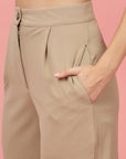 Women Nude Regular Fit Mid-Rise Parallel Trousers