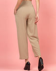 Women Nude Regular Fit Mid-Rise Parallel Trousers