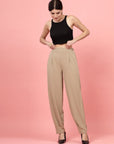 Women Nude Regular Fit Mid-Rise Pleated Trousers