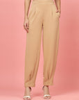 Women Nude Regular Fit Mid-Rise Pleated Trousers