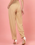 Women Nude Regular Fit Mid-Rise Pleated Trousers