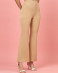 Women Nude Bootcut Regular Fit High-Rise Trouser