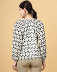 Geometric Print Mandarin Collar Top