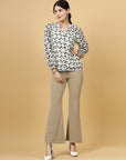 Geometric Print Mandarin Collar Top