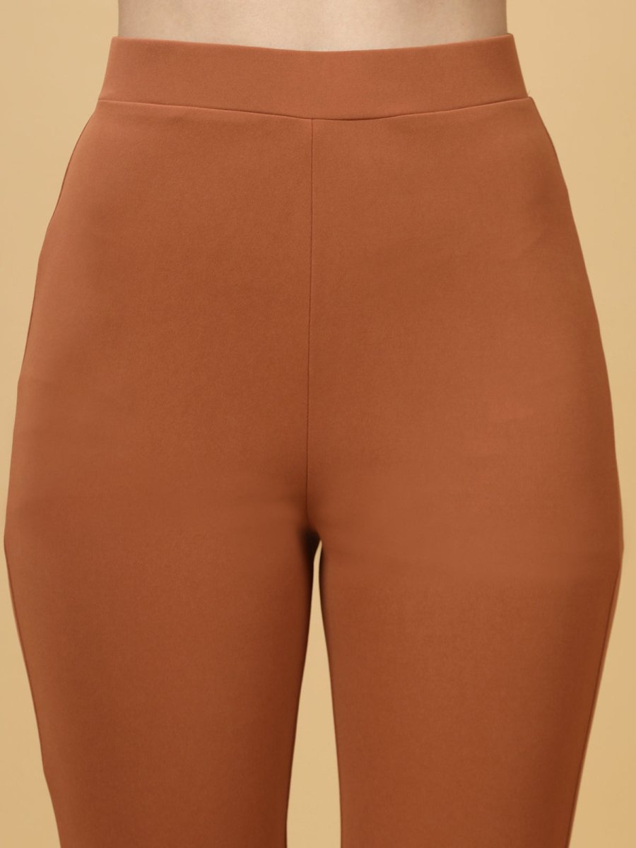 Women Rust Bootcut Regular Fit High-Rise Trouser
