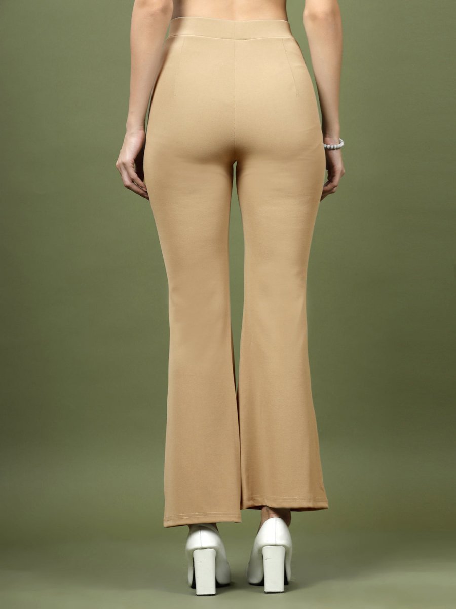 Women Nude Bootcut Regular Fit High-Rise Trouser