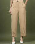 Women Nude Regular Fit Mid-Rise Parallel Trousers