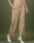 Women Nude Regular Fit Mid-Rise Parallel Trousers