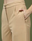 Women Nude Regular Fit Mid-Rise Parallel Trousers