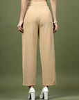 Women Nude Regular Fit Mid-Rise Parallel Trousers