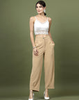 Women Nude Regular Fit Mid-Rise Parallel Trousers