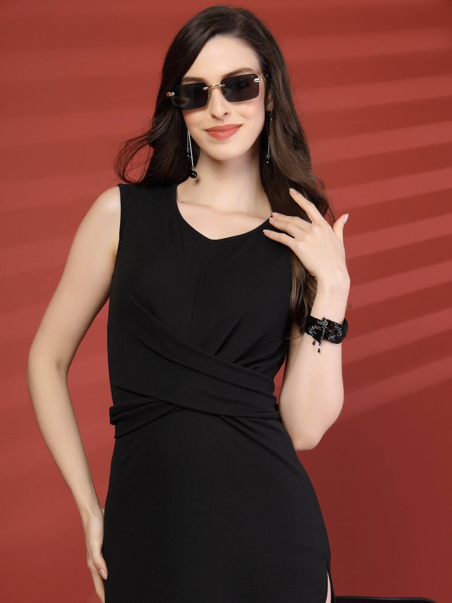 Women Sheath Midi Sleeveless Dress