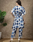 White Tie & Dyed Kaftan Tunic With Trousers