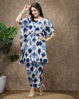 White Tie & Dyed Kaftan Tunic With Trousers