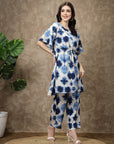 White Tie & Dyed Kaftan Tunic With Trousers
