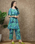Green Printed Kaftan Tunic With Trousers