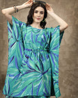 Green Printed Kaftan Tunic With Trousers