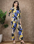 Blue Printed Shirt With Trousers