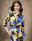 Blue Printed Shirt With Trousers