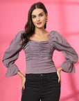 Solid Lavender Square Neck Top