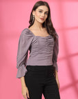 Solid Lavender Square Neck Top