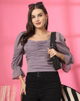 Solid Lavender Square Neck Top