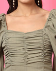 Solid Olive Square Neck Top