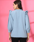 Blue Solid  Regular Cotton top