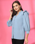 Blue Solid  Regular Cotton top