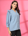 Blue Solid  Regular Cotton top