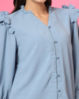 Blue Solid  Regular Cotton top