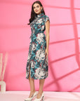 Women Printed Cotton A-Line Midi Dress