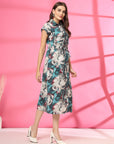 Women Printed Cotton A-Line Midi Dress