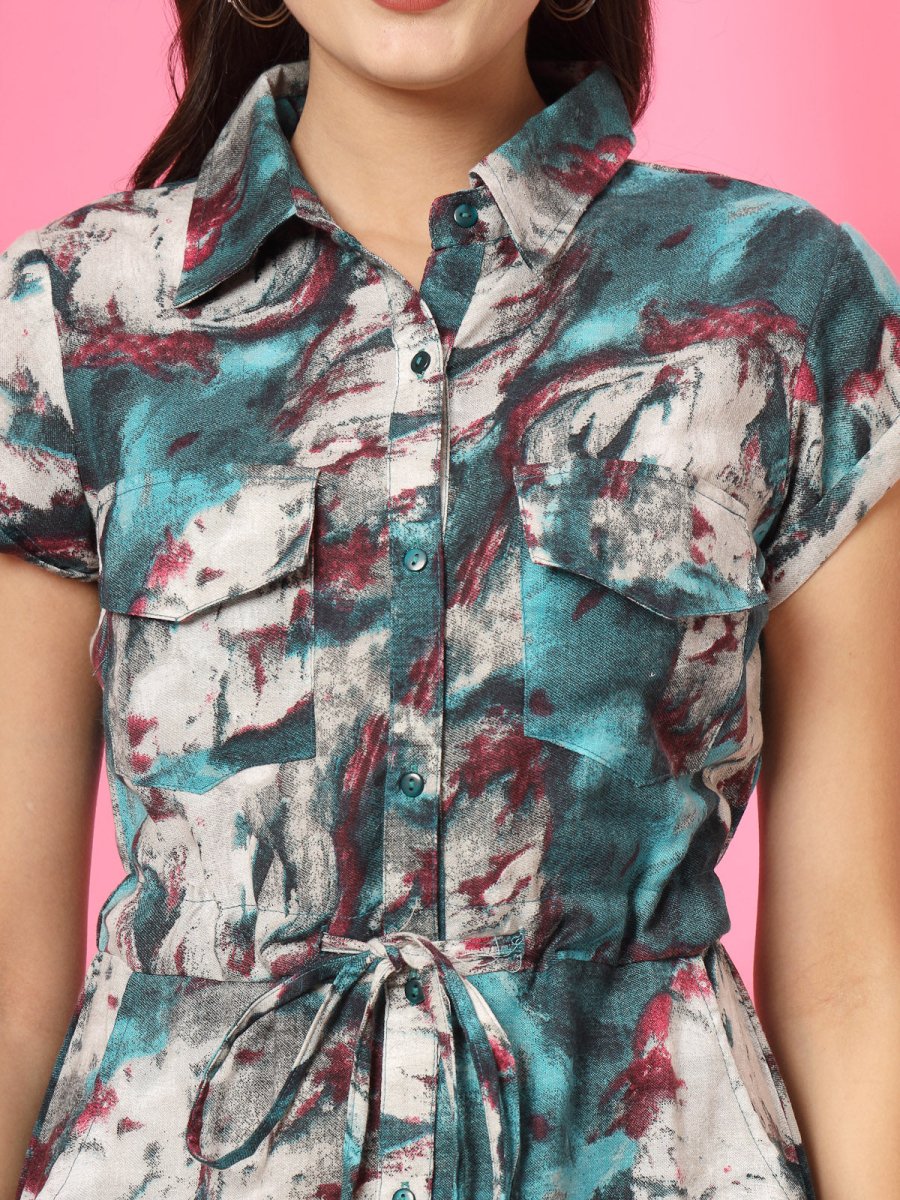 Women Printed Cotton A-Line Midi Dress