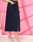 Women Denim Midi Skirt