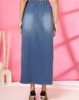 Women A-Line Denim Maxi Skirt