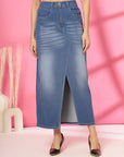 Women A-Line Denim Maxi Skirt